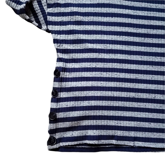 THREE Dots Poorboy Ribbed Long Sleeve Button Tee - Picture 5 of 11